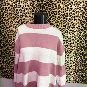 Universal Thread Pink and White Striped Sweater